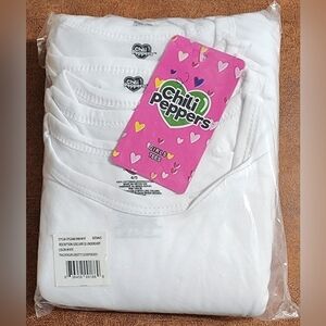 Chili Peppers Girls 6pk White Tee's Size 4/5 - New In Package